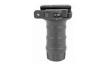 TangoDown TANGO DWN QD SHORT VERTICAL GRP BLK black front view with grooves and quick-release lever