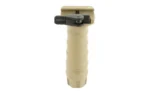 TangoDown TANGO DWN QD VERTICAL GRIP FDE tan side view with finger grooves and black release lever