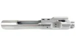 WMD NiB-X BCG without hammer, silver bolt carrier group shown from the side