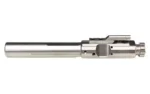 WMD NIB-X BCG silver bolt carrier group, side view with rectangular gas key and locking lugs