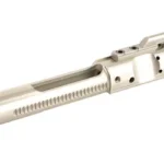 WMD NIB-X BCG WITHOUT HAMMER 308, silver bolt carrier group in angled side view