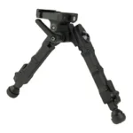 Accu-Tac FD-4 ARCA Spec QD Bipod black angled front view with spread adjustable legs