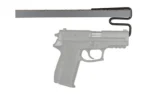GSS BACK UNDER HANDGUN HANGERS 2PK black metal hanger shown above a gray handgun silhouette