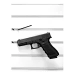 Gun Storage Solutions GSS SLATWALL SNIPERS 10PK black handgun mounted against gray slatwall