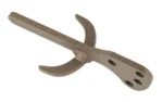 Skull Hooker LITTLE HOOKER PRONG BRN, brown metal mounting prong with curved hooks and screw holes