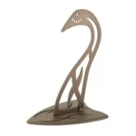 Skull Hooker Table Hooker, brown side view with curved upright hook and oval base