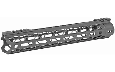 ODIN 12.5 MLOK O2 LT FOREND, gray angled side view with vented slots and top rail