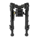 ACCU-TAC WB-5 ARCA SPEC BIPOD black, front view with folded legs and rubber feet