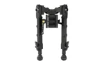 ACCU-TAC WB-5 ARCA SPEC BIPOD black, front view with folded legs and rubber feet