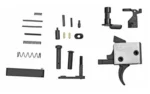 CMC AR-15 LPK with curved trigger, top view of trigger assembly, pins, springs and small parts