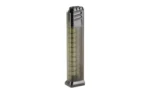 Grand Power Stribog translucent magazine, front view with black feed lips and baseplate