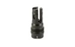 Rugged R3 M18X1.5 Flash Hider, black front-angled view with three open prongs