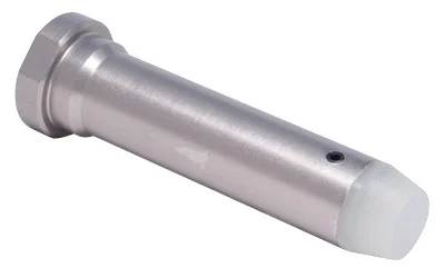 Luth-AR LUTH AR HEAVY CAR BUFFER ASSEMBLY, angled view of silver cylindrical buffer