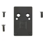 Calculated Kinetics CK CANIK METE/TTI TO RMR DT PLATE black plate with six screws, top view