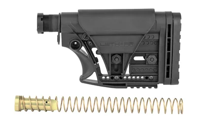 Luth-AR LUTH AR MBA-3 STOCK KIT 308 BLK, black stock with spring and gold-tone buffer
