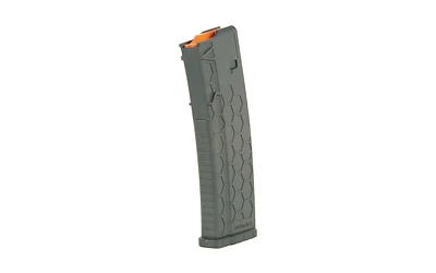 MAG HEXMAG SERIES 2 5.56 30RD GRAY gray angled side view with textured panels and orange follower