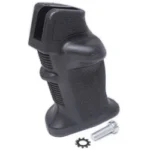 Luth-AR Chubby Pistol Grip black, angled side view with finger grooves, screw and washer