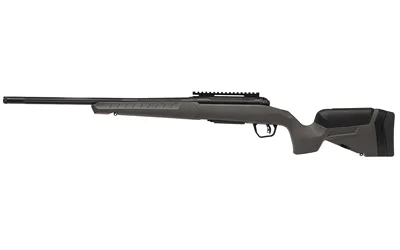 Savage Arms SAV 110 TRL BLZR XP, gray side view with black barrel, rail and adjustable stock
