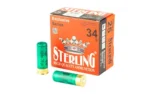 STERLING EXCLSV orange box in three-quarter front view with two green shells