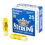 STERLING EXCLSV blue box in three-quarter front view with two yellow shells