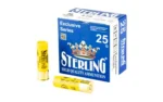 STERLING EXCLSV blue box in three-quarter front view with two yellow shells