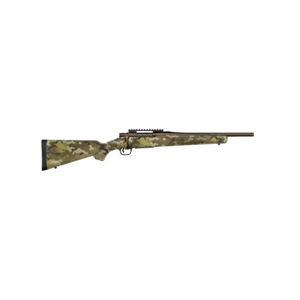 Mossberg Patriot Carbine, right-side view with brown metalwork and Multicam synthetic stock