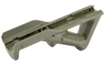 Magpul AFG1 angled foregrip, olive drab side view with ridged grip and rail channel