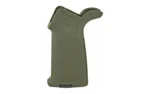 MAGPUL MOE AR Grip OD, olive drab side view with textured panels and beavertail