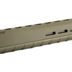 MAGPUL MOE M-LOK HANDGUARD, olive drab angled view with M-LOK slots and mounting hardware