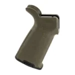 Magpul MOE Plus AR Grip, olive drab angled side view with textured grip and flared base