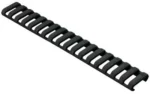 MAGPUL LADDER RAIL PROTECTOR BLK, black ladder-style rail cover in angled top view