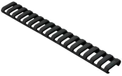primary-20194 MAGPUL LADDER RAIL PROTECTOR BLK, black ladder-style rail cover in angled top view