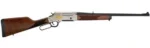 HENRY H14 LONG RNGR WILD rifle, right-side view with wood stock, silver receiver and black barrel