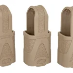 MAGPUL ORIG 9MM SUBGUN 3PK FDE three flat dark earth magazine assists, front angled view