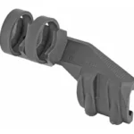 MAGPUL RAIL LIGHT MOUNT LEFT BLK, black angled view with dual mounting rings