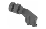 MAGPUL RAIL LIGHT MOUNT LEFT BLK, black angled view with dual mounting rings
