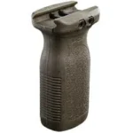 MAGPUL MOE RVG OD, olive drab angled front view with textured grip and rail mount