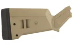 MAGPUL SGA Mossberg 500/590 stock in FDE, left-side view with black recoil pad