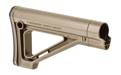 primary-20319 MAGPUL MOE Fixed Stock Mil-Spec FDE, left-side view with triangular support and rounded cheek rest