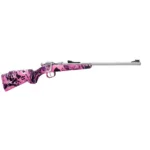 Henry Mini Bolt Compact G2 rifle, right-side view with pink and black camouflage stock