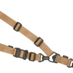 MAGPUL MS3 SLING GEN 2, coyote, laid flat with adjustment buckles, clips and looped end