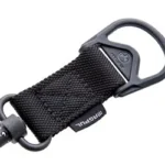 MAGPUL MS1 SINGLE PT QD ADPTER, black angled view with webbing, loop and QD swivel