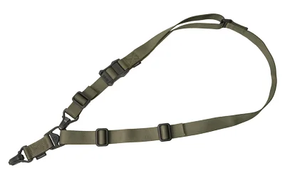 primary-20381 Magpul MS3 Sling Gen 2 top view in ranger green with adjustable straps and metal clip