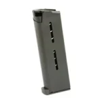 MAG WILSON OFC .45 7RD STEEL PAD BLK black angled side view with witness holes and steel pad
