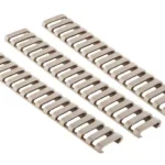 ERGO 18-SLOT LDDR RAIL COVERS three coyote brown ladder-style rail covers, top view