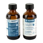 Aquamira AQUAM WATER TREATMENT GLASS 2 OZ two amber bottles with black caps and Part A and B labels