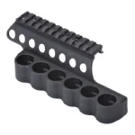 MESA SADDLERAIL 4 MOS angled view of black top rail and six-opening shell carrier
