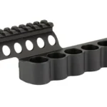 MESA SURSHL AL W/RL 1301 TAC 6-12GA black shell carrier, angled view with six loops and top rail
