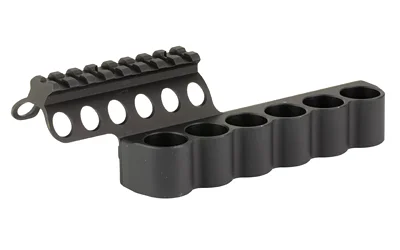 MESA SURSHL AL W/RL 1301 TAC 6-12GA black shell carrier, angled view with six loops and top rail