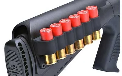 MESA SURESHL CARRIER URBINO black side carrier mounted on stock with six red shells